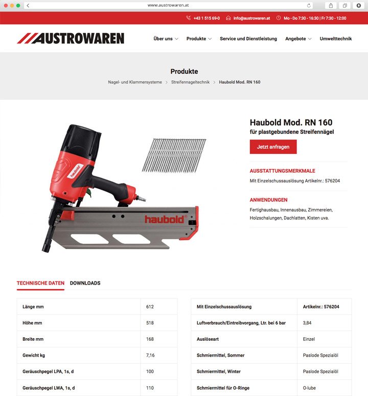 Austrowaren Website Screenshot