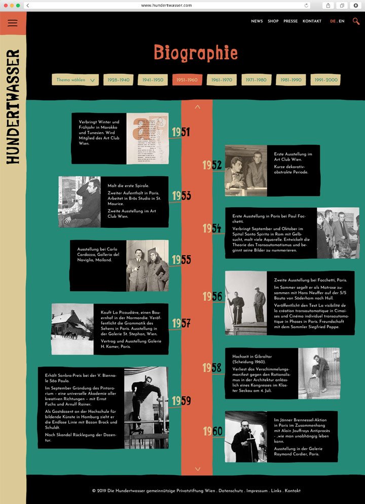 Hundertwasser Website Screenshot Biographie