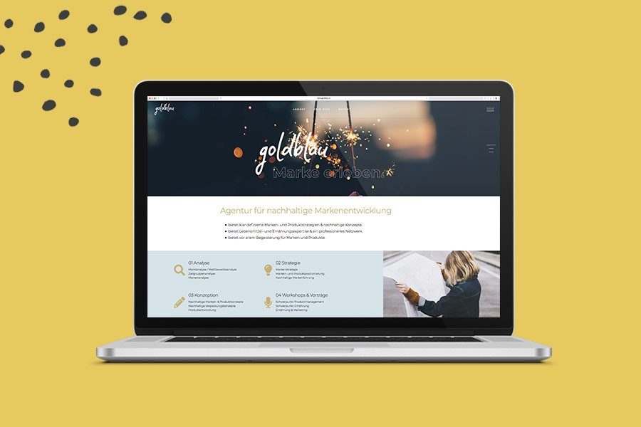 Goldblau Website Überblick